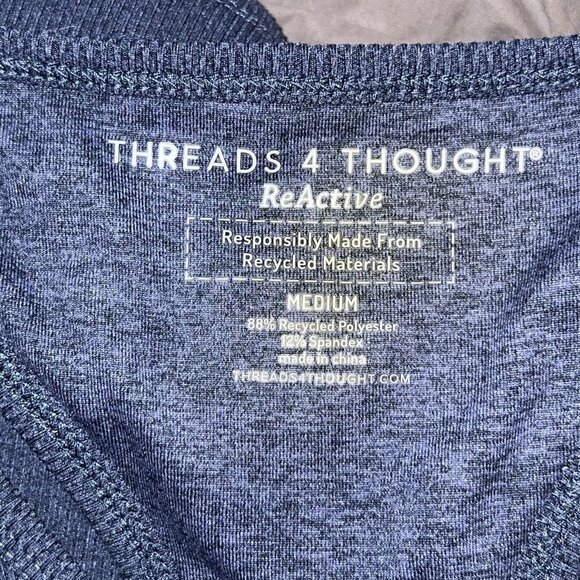 THREADS 4‎ THOUGHT KENSI RIB SPORTS BRA NAVY BLUE RACERBACK WOMEN MEDIUM NEW - Picture 8 of 10